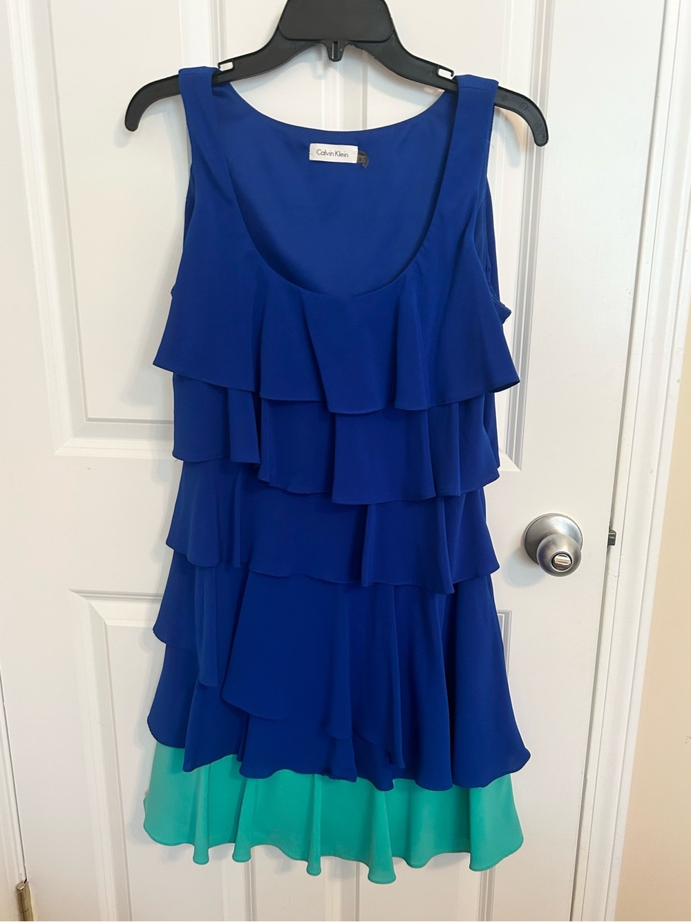 Calvin Klein Royal Blue Dress with Teal Trim